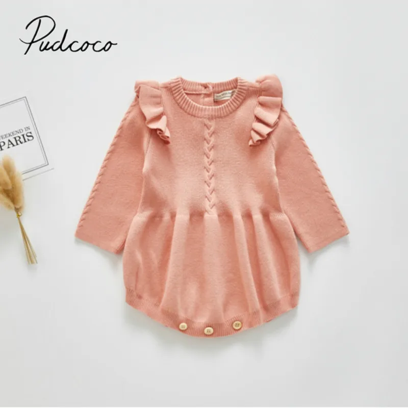 Трикотажное боди с длинным рукавом и оборками весна осень|Боди для малышек| |