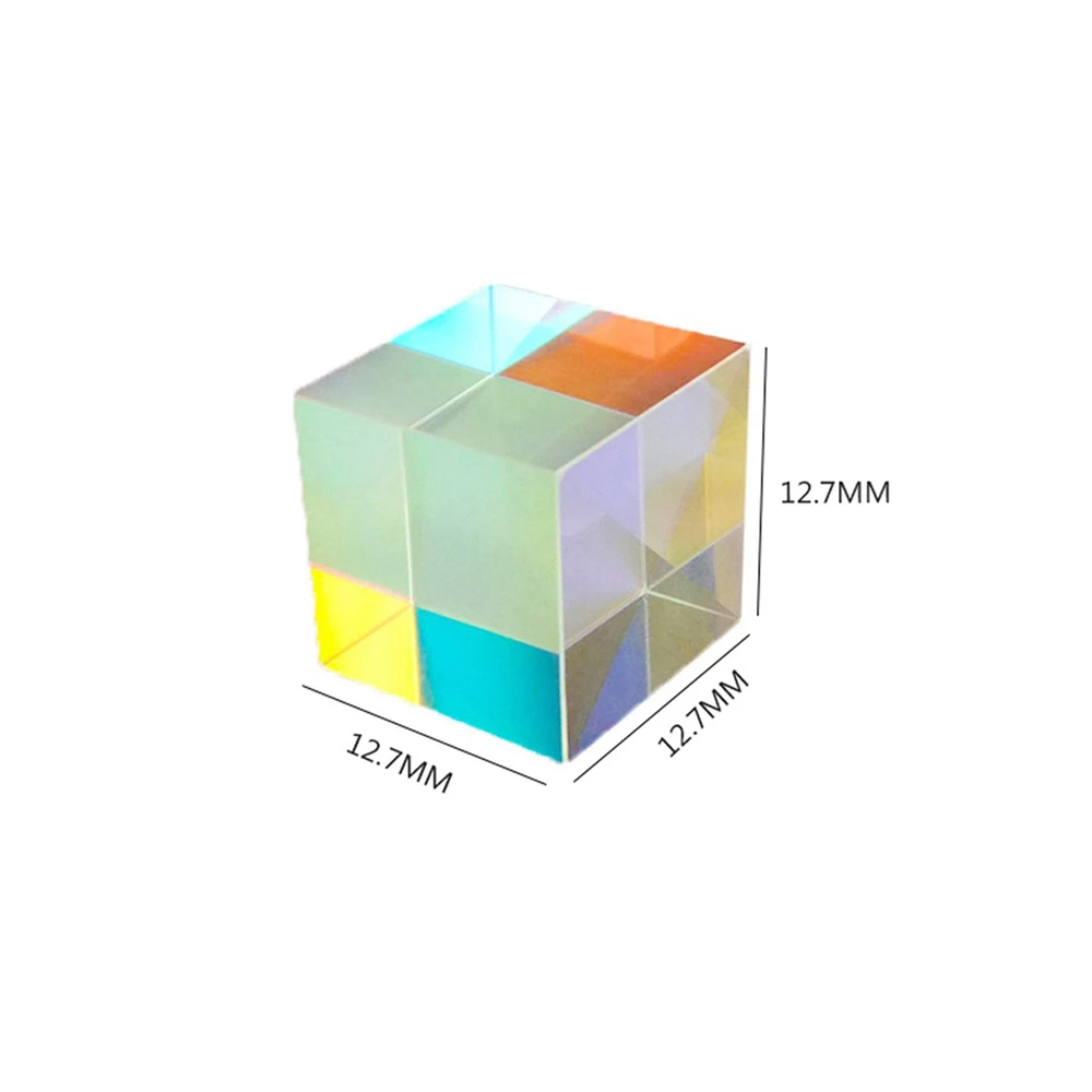 

Prism Six-Sided Bright Light Combine Cube Prism Stained Glass Beam Splitting Prism Optical Experiment Instrument Prism