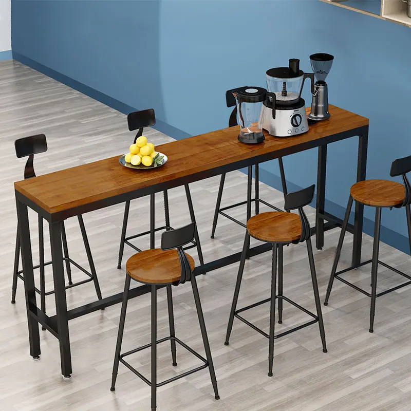 H1 домашний длинный стол высокий и стул из кованого железа клубный бар черного