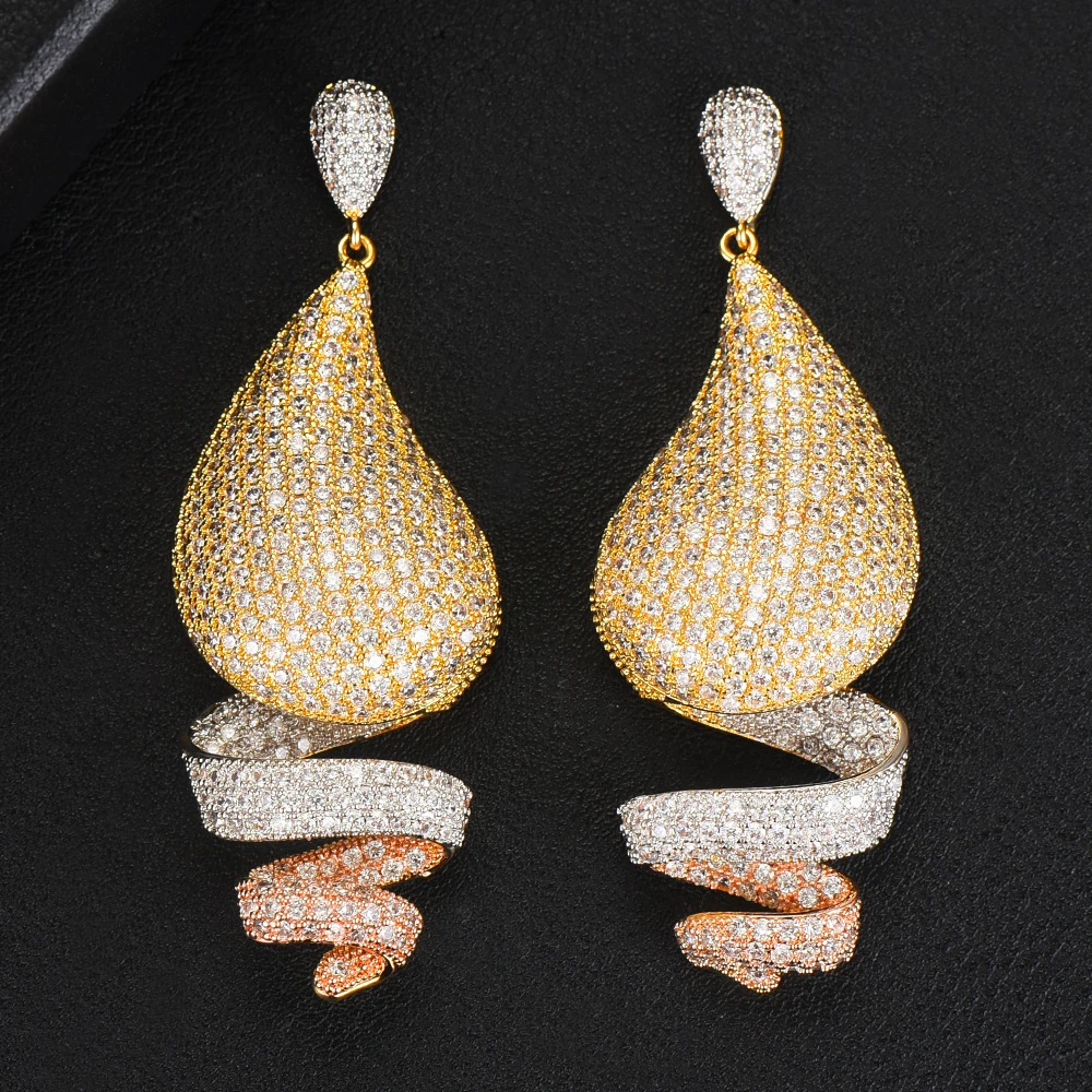 Missvikki уникальный дизайн вращающаяся лента кулон серьги полностью прозрачный CZ