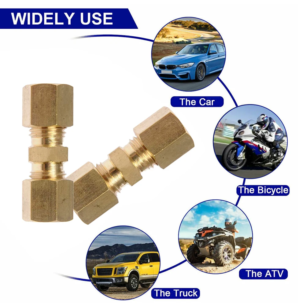 

5 Pcs Brass Compression Fitting Connector 3/16" Connector adapter OD Hydraulic Brake Lines Union Fitting Auto Replacement Parts