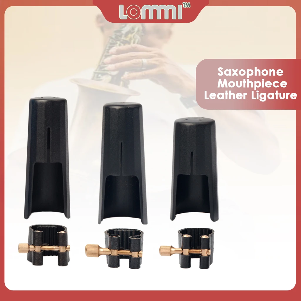 LOMMI Tenor/Alto/Soprano Saxophone Ligature Fastener Compact Durable Artificial Leather For Sax Rubber/Bakelite Mouthpiece