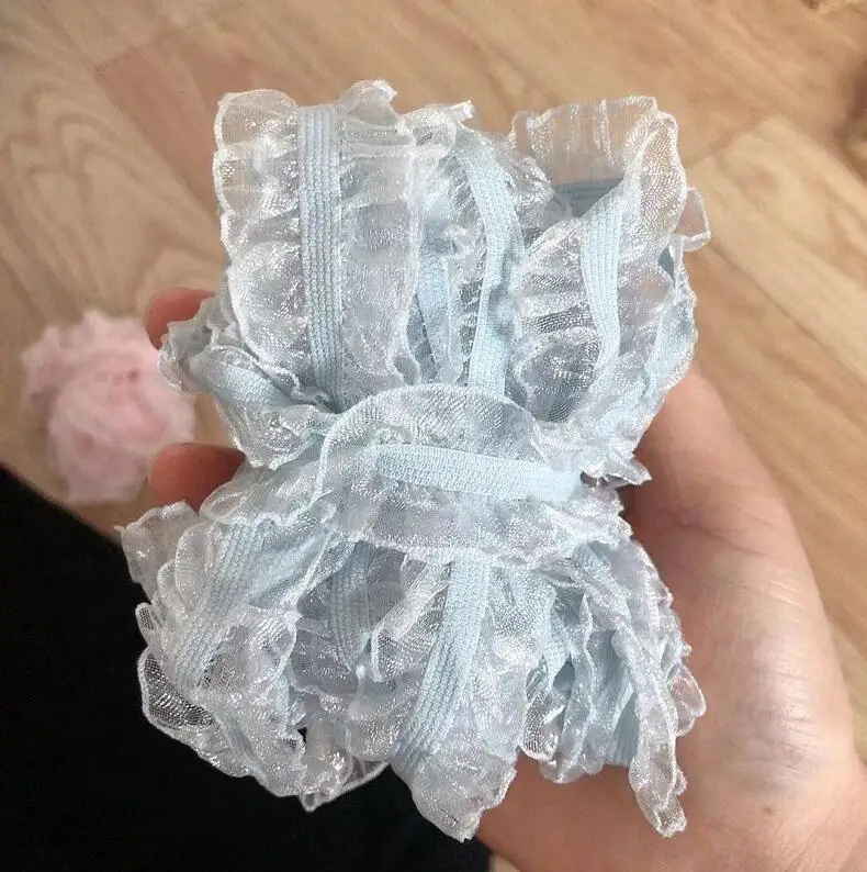 5 ярдов ярко-синий розовый DIY Двусторонняя эластичная кружевная отделка одежды стрейч рюшами кружевная ткань лента кружевные аксессуары 2,5 см Ширина