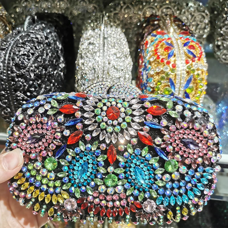 

Multi-Colored Big Rhinestone Purse High Quality Women's Crystal Evening Bag Clutch Elegant Ladies Diamond Party Prom Handbags