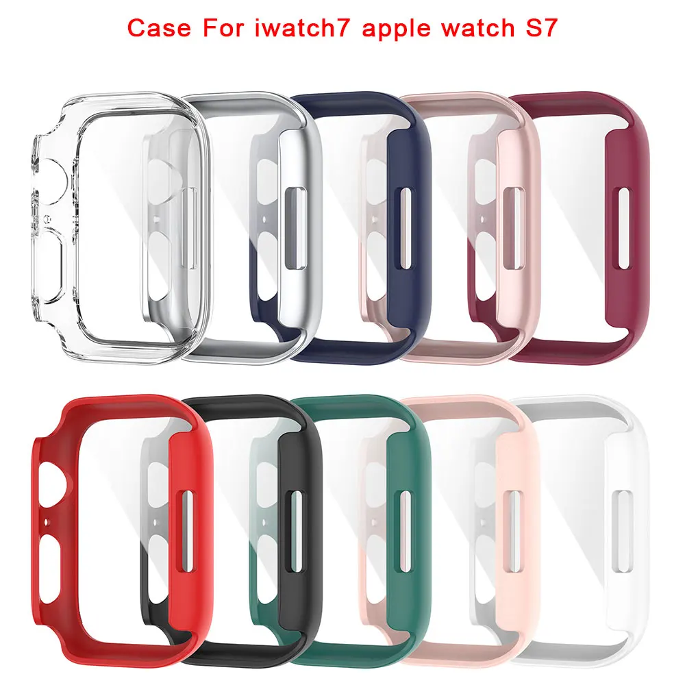 

Стекло + матовая крышка для часов Apple Watch серии 7 Чехол 45 мм 41 мм бампер + Защита экрана для iWatch 7 Чехол