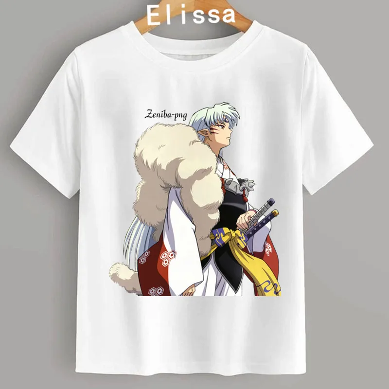 Классическая футболка Inuyasha с аниме Sesshomaru для взрослых Женская белая мультяшным