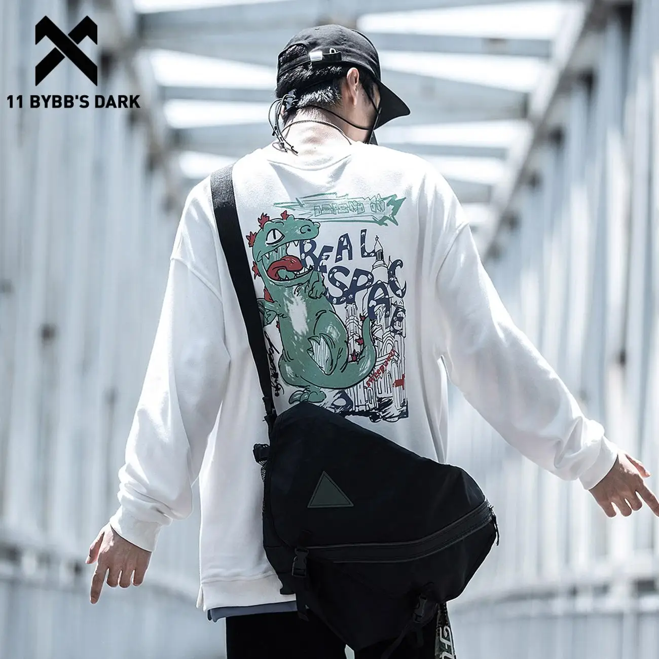 

Толстовка мужская с капюшоном и принтом динозавра, осенняя