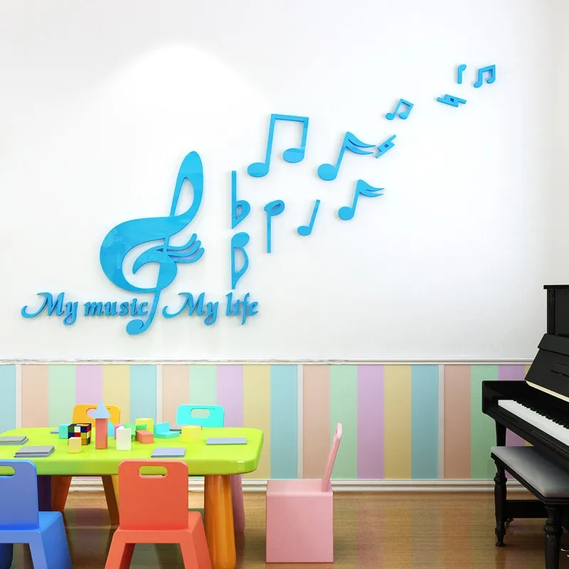 Музыкальные ноты 3d стерео наклейки на стену фортепиано номер Танцы комнаты