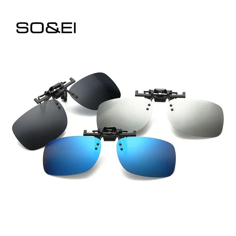 Мужские квадратные поляризационные очки с клипсой для ночного видения|Мужские