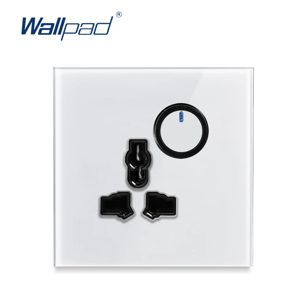 3 Pin многофункциональная розетка Wallpad Хрустальная стеклянная панель настенная