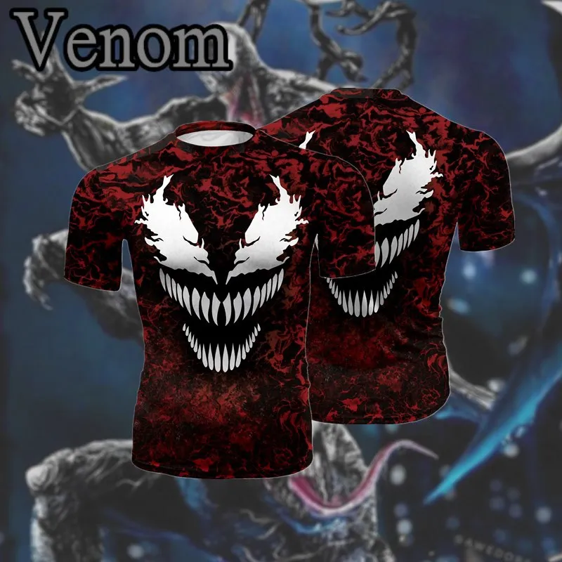 

Disney 2021 Marvel venom 3D printed short sleeve T-shirt sports quick-drying clothes fitness men's cartoon T-shirt