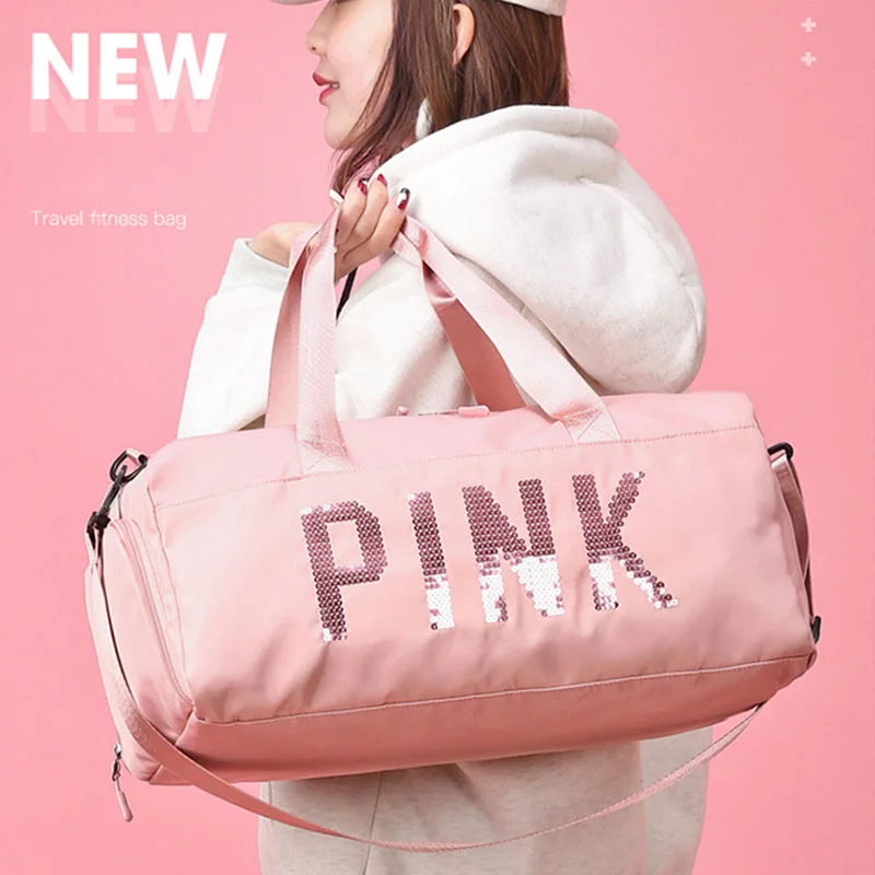 Новинка 2021 недорогая Черная спортивная сумка с блестками женское отделение для