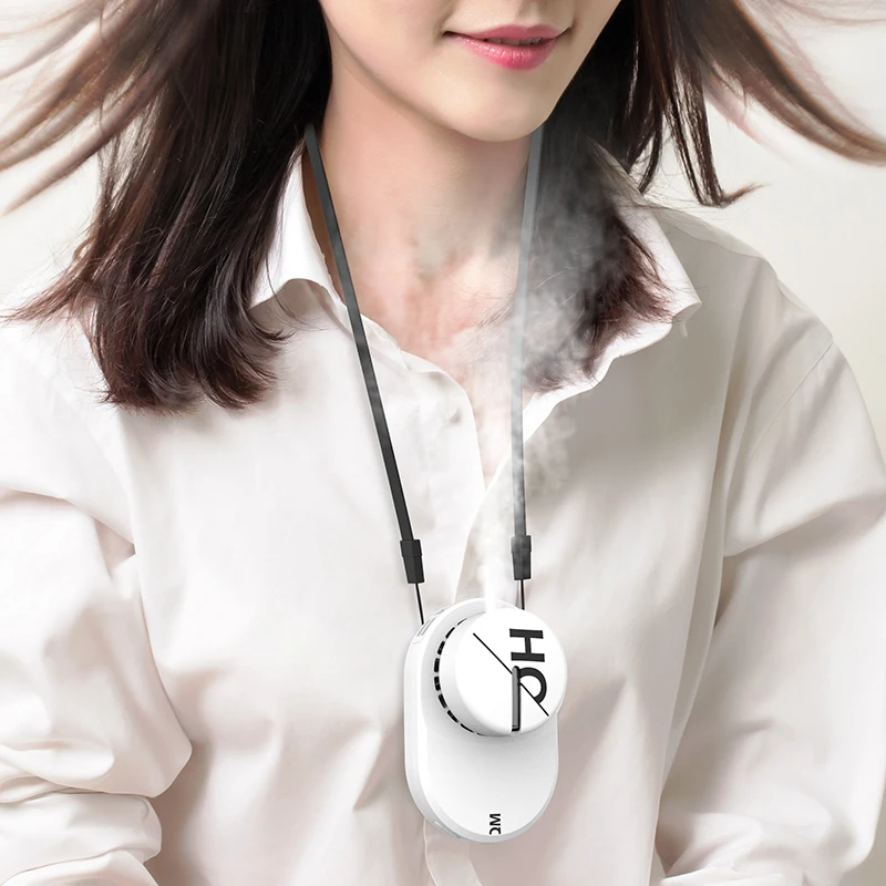 

Wireless Necklace Fan Mini Portable Neckband fan USB Rechargeable 2000mAh Battery Outdoor Spray Handheld Fan For Office Home