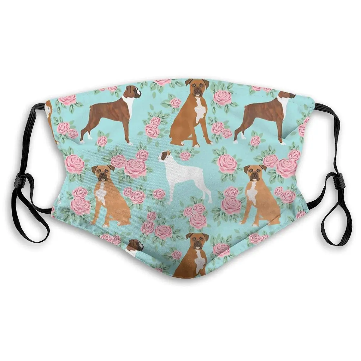 

Boxer Florals Floral Pattern Dog Portrait Pet Friendly Dog Breeds Boxers By PetFriendly Sport Cover Mouth Cover For Women Men