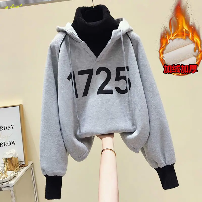 

2022 Hooded Sweats Long Sleeve Autumn Warm Women's Clothing Teens Girls 1725 Print Oversized Hoodies Women Sweatshirts