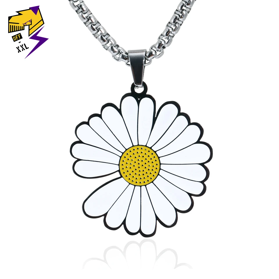 Стильное ожерелье с ромашками для женщин серебряная цепочка из нержавеющей