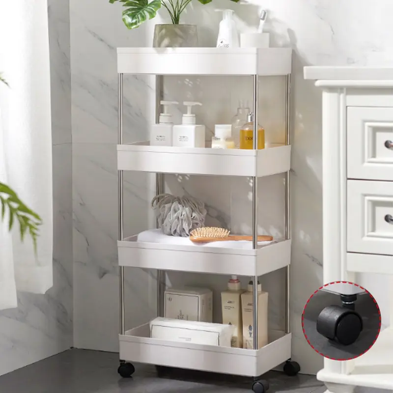 3 tier4 tier slim storage cart mobile shelving unit organizer slide out storage rolling utility cart rack for kitchen bathroom free global shipping