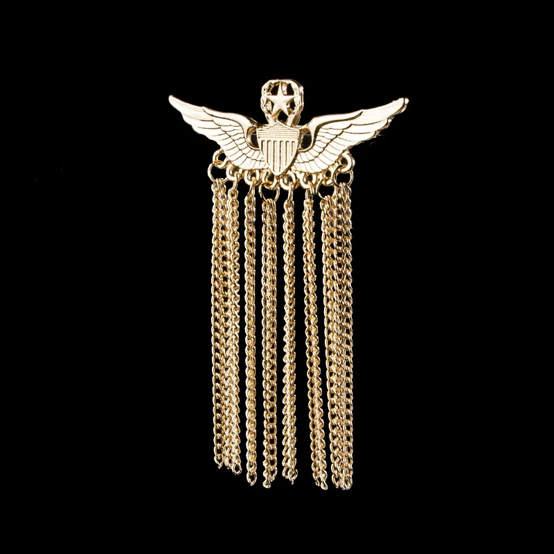 Корейский стиль Новинка сплав звезда крыло брошь кисточка цепь лацкан булавка