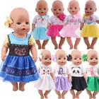 Одежда для кукол платье + шпилька для волос для 18-дюймовых американских кукол и 43 см детали для новорожденных, милый Принт животных поколения на юбке с вуалью