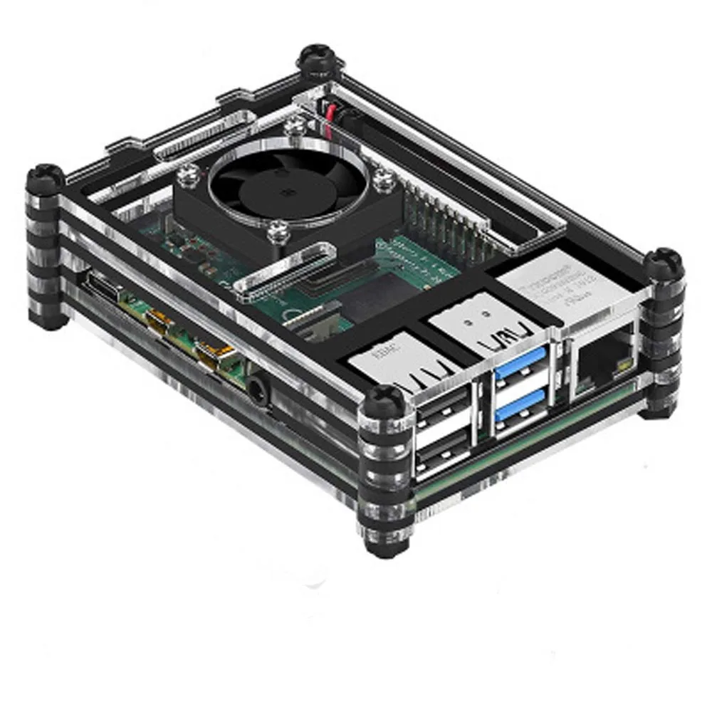 Белый Raspberry PI 4 Model B Acrylic Case With Cooling Fan+32GB SD Card+5V 3A power+Heatsink+HDMI for Raspberry pi 4B - Цвет: Белый