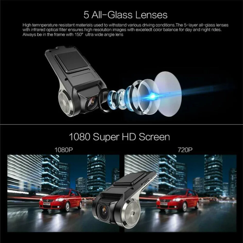 Автомобильный видеорегистратор с ночным видением G сенсор ADAS 1080P DVR Wi Fi ночное