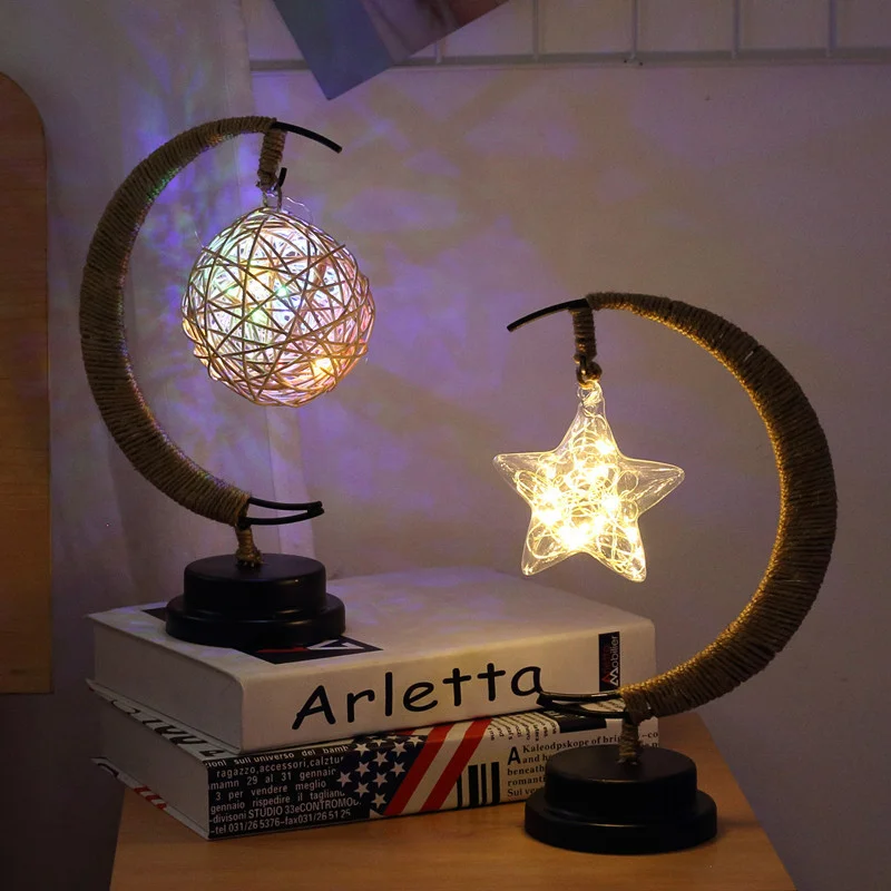 

Led Star/Moon/Apple/Sepak Takraw Christmas Gifts Fairy String Lights Handmade Hemp Rope Night Lamp For Party Kid Room Decoration
