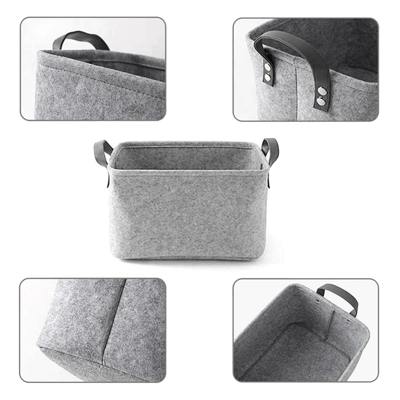 

3 Pcs Storage Basket Bin & 3 Pcs Felt Storage Boxes with Two Handles