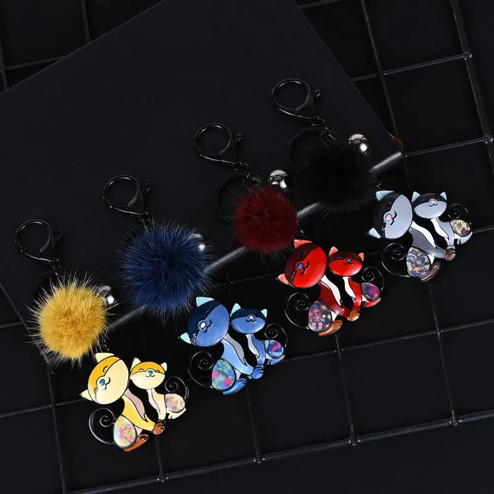 2019 новый дизайн милый мультяшный Кот кулон пушистый меховой шарик брелок мягкий