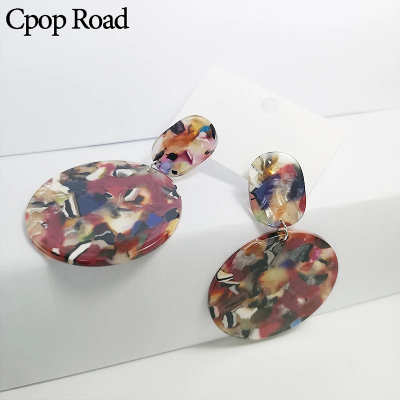Cpop модные круглые леопардовые серьги для женщин винтажные акриловые с подвеской