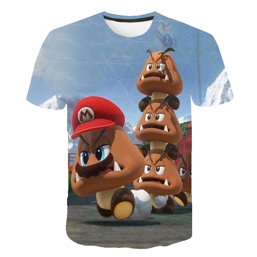 Mario Bros. 3d Рубашка мужская летняя футболка для отдыха детская одежда с принтом