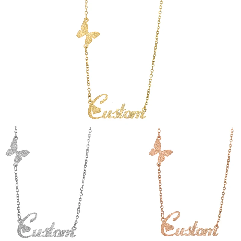 ELSEMODE матовые ожерелья с именем бабочки на заказ золотые женские свадебные