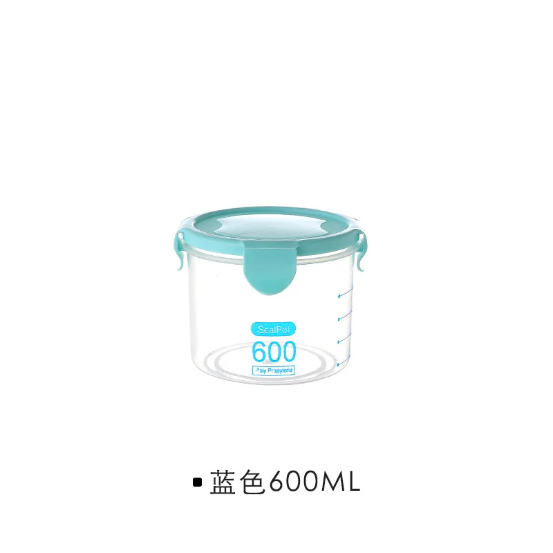 600ml Blue 600 мл/800 мл/1000 мл/1500 мл свежий горшок для хранения кухни пластиковая закрывающаяся коробка контейнер для сохранения пищи Твердые крупы банка для зерна - Цвет: 600ml Blue