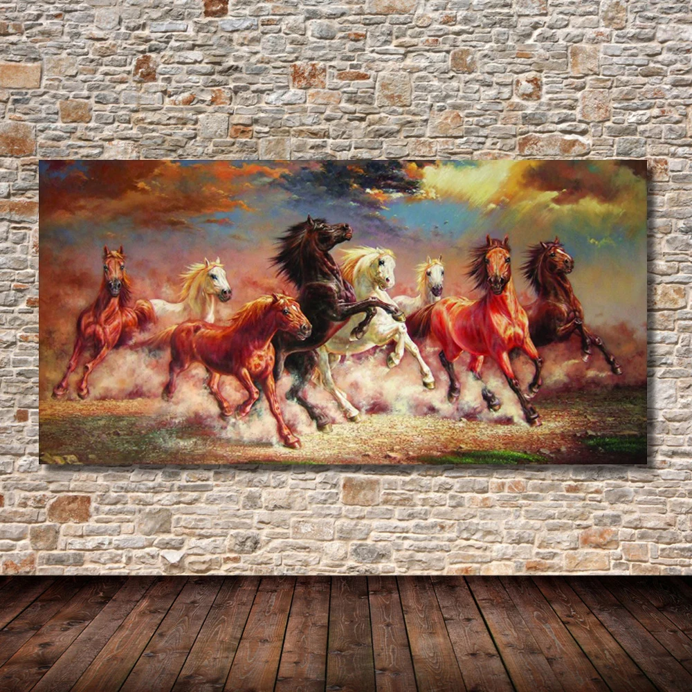 Восемь лошадей картина маслом ручная роспись лошадь атмосферные настенные