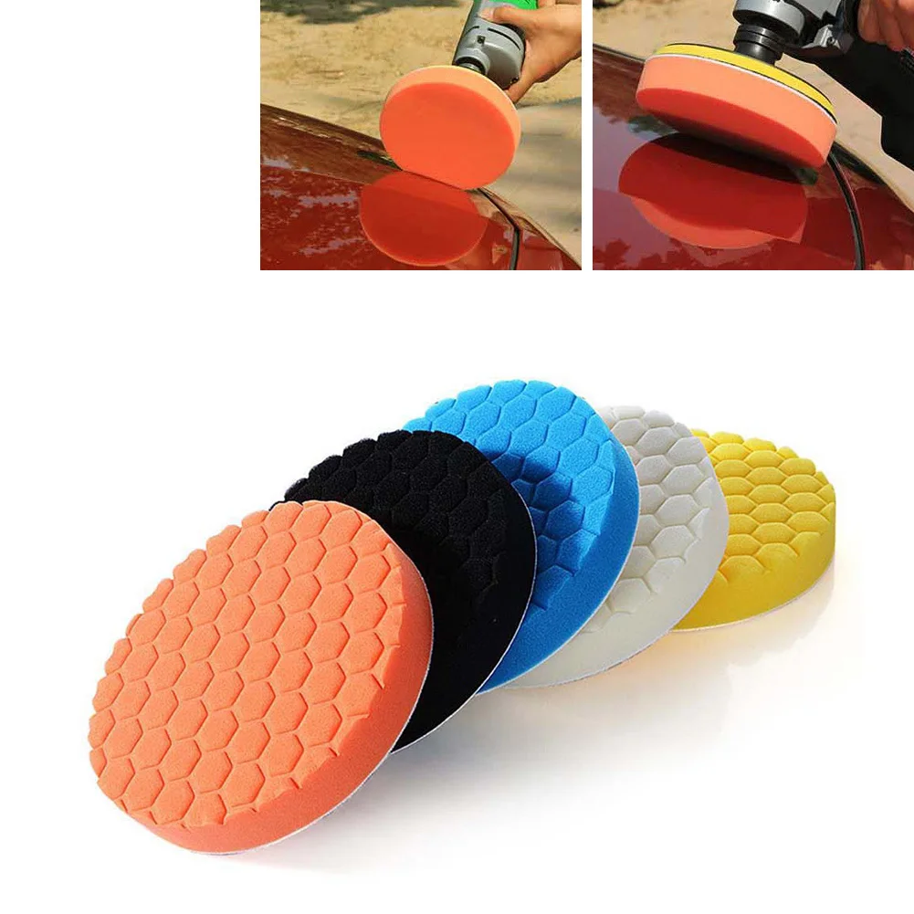 

4inch Car Polishing Disc 5pcs/Set Self-Adhesive Buffing Waxing Sponge Wool Wheel Polishing Pad For Car Polisher Drill Adapter