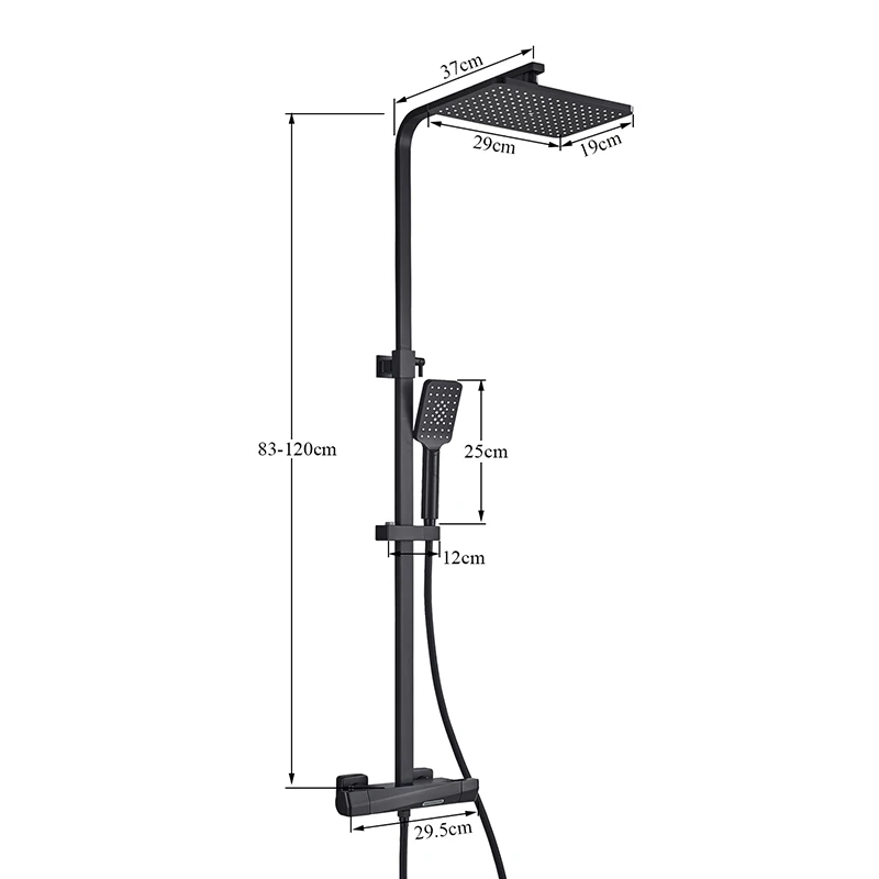 Матовый черный Термостатический смеситель для душа ванной комнаты с двумя
