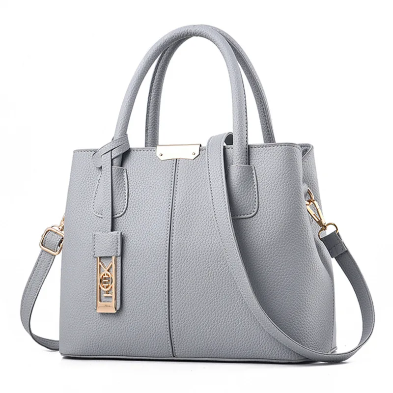 Gray Handbag Bolsa feminina роскошные сумки из натуральной кожи для женщин из искусственной кожи сумки от известных дизайнеров; большая сумка на плечо сумка-тоут сумка через плечо в винтажном стиле сцепления мешок Черная кожа сумка - Цвет: Gray Handbag