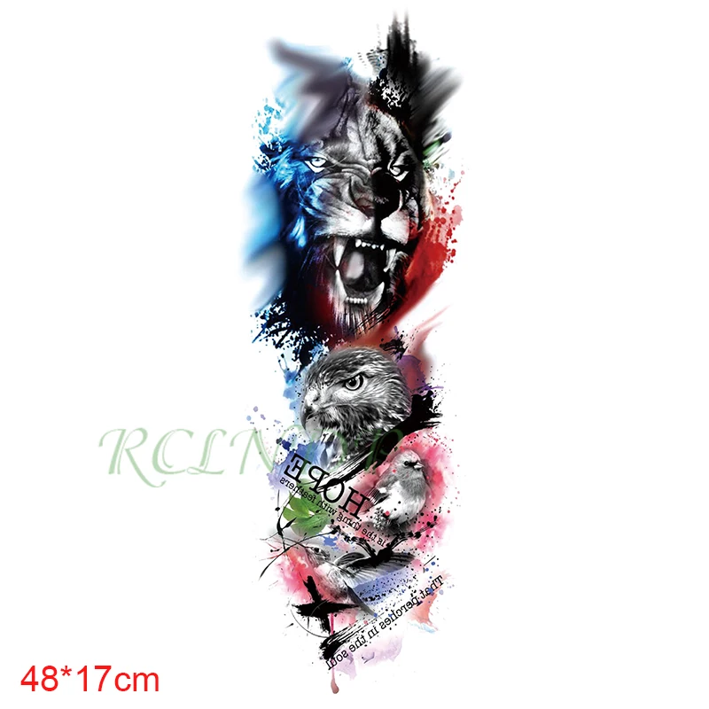 Водостойкая Временная тату наклейка с изображением Льва орла птицы буквы цвет