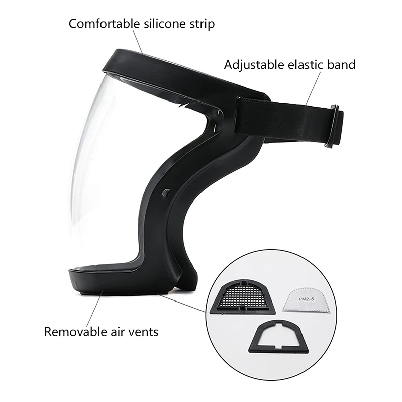 Transparent Full Face Shield with Filters Oil-Splash Proof Mask Splash-Proof Facial Protection Cover Kitchen Tools | Дом и сад
