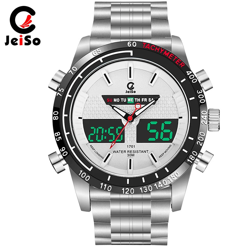 JWISO новые модные водонепроницаемые спортивные часы с ремешком из нержавеющей