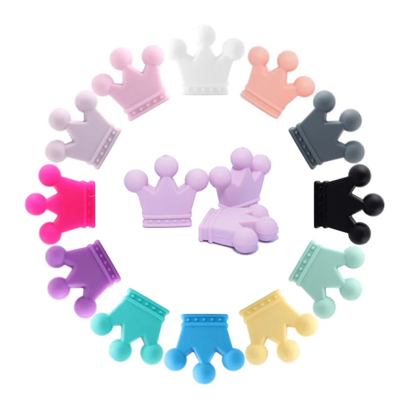 100 шт. силиконовые бусины в виде короны для прорезывания зубов самостоятельного