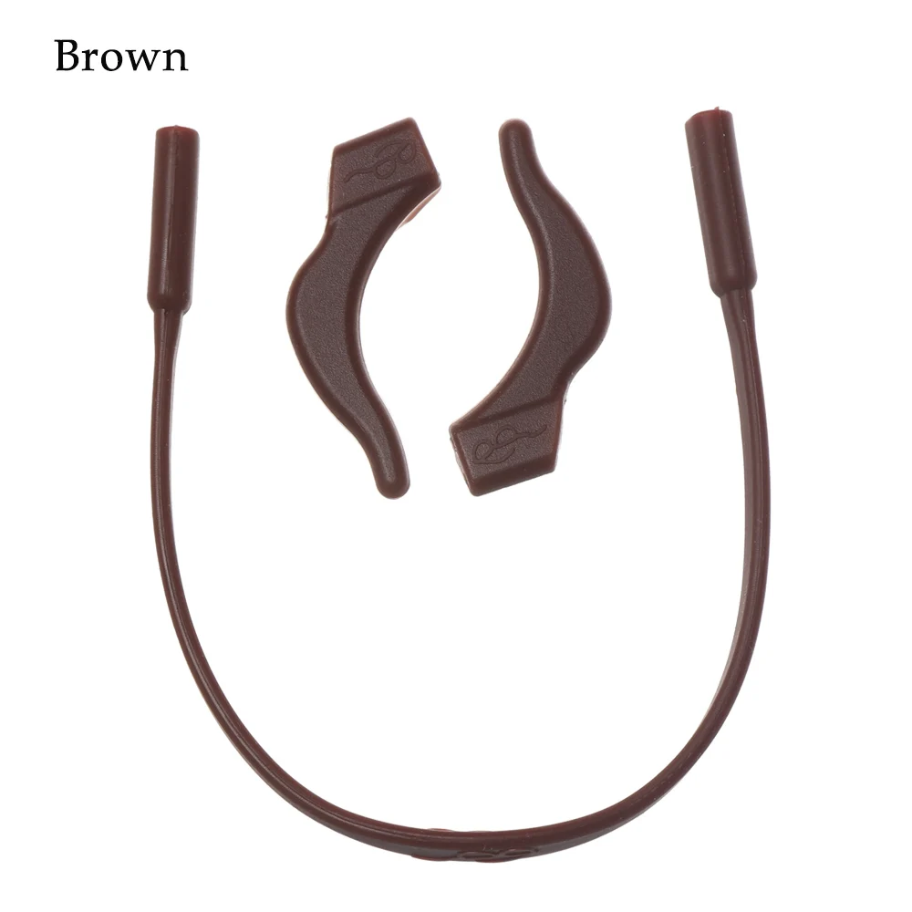 brown 1 комплект, детские силиконовые очки, ремешок, ушные крючки, шнурок для очков, очки на веревке, держатель, спортивные очки, аксессуары, новинка - Цвет: brown