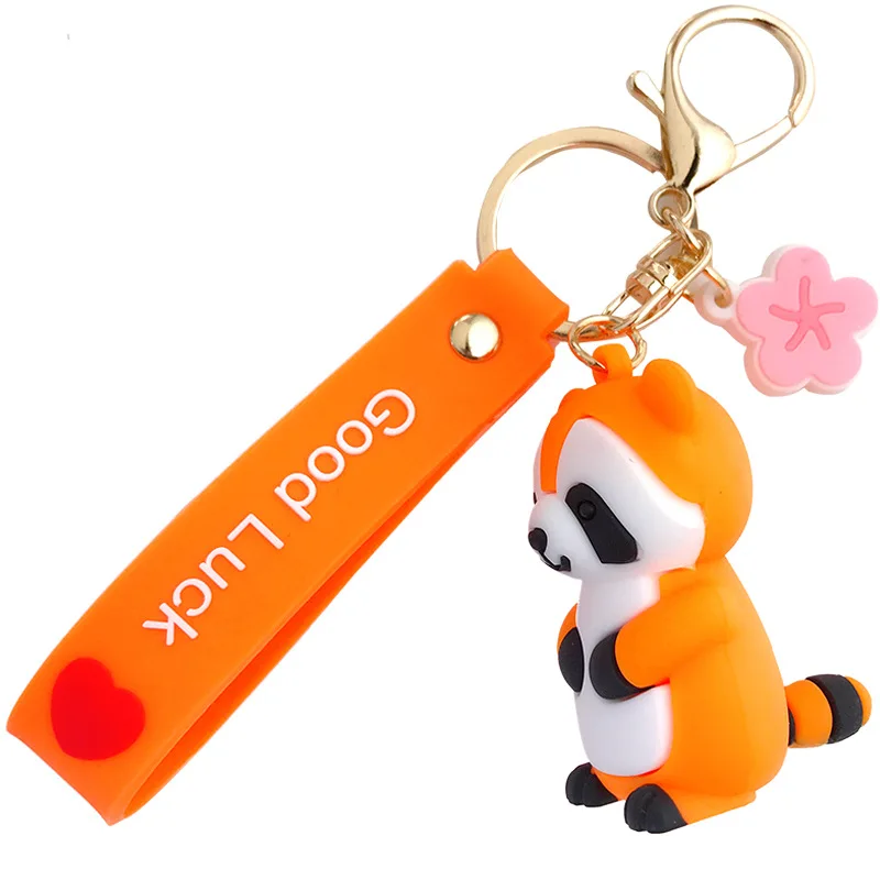 

Korean Version Of Instagram Cute Little Raccoon Keychains Accessories Cartoon Bag Pendant Key Chain Car Key Ring Gift