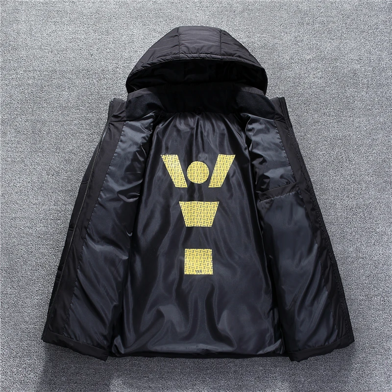 Winter  Men Jacket Stand Collar Puffer Thick warm Hat White Duck Down Parka Male Casual Jacket With Hooded
