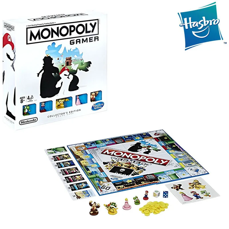 

Hasbro Monopoly Gamer Bowser Mario Princess Peach Yoshi Donkey Kong Collector's Edition Family Party Board Game Adult Kids Toys