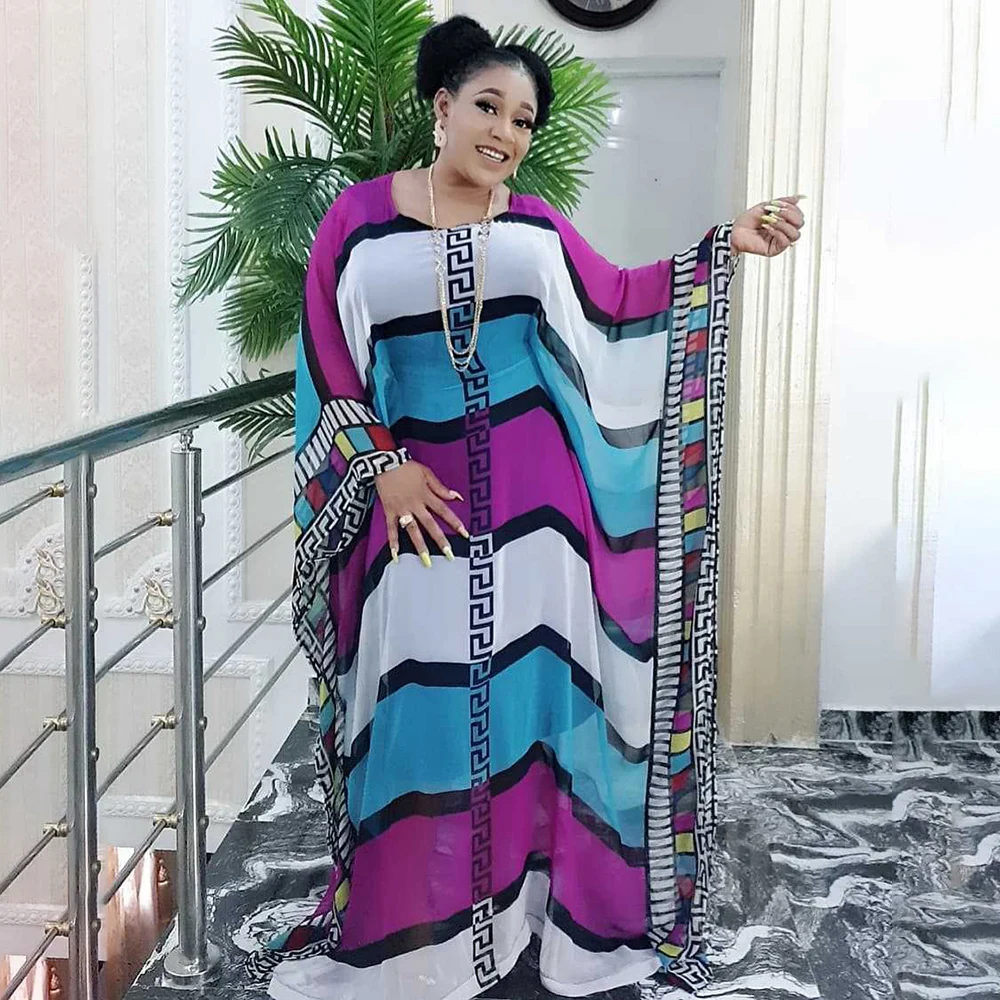 Осенние африканские платья комплекты из двух предметов Colorfu полосатый