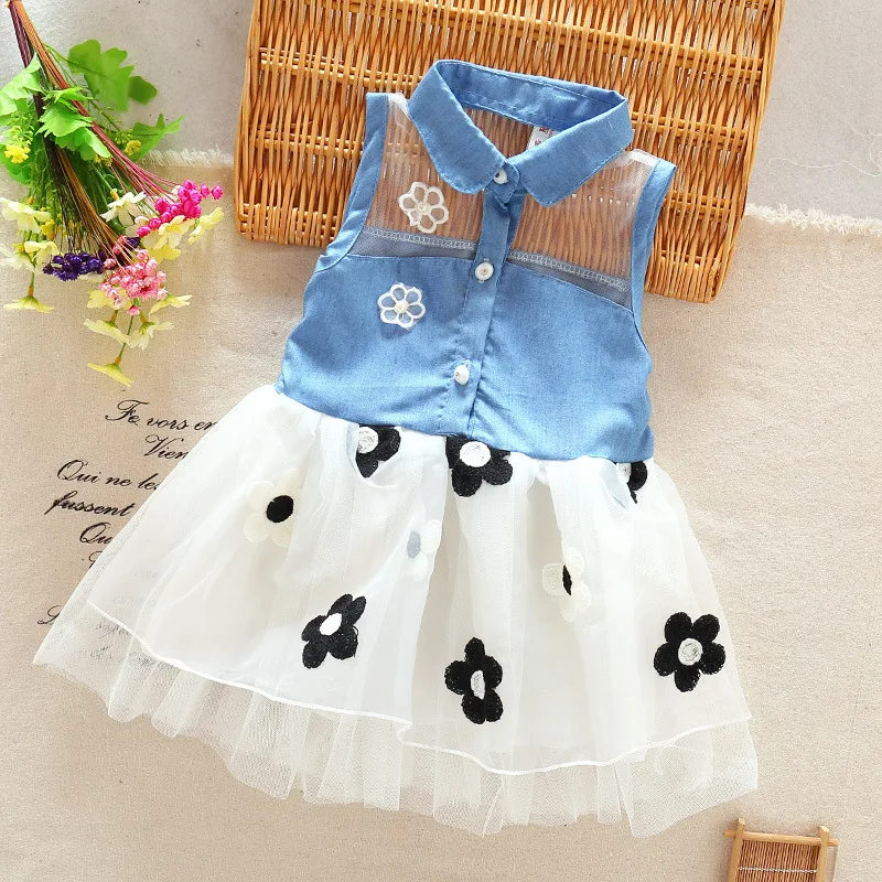 2018 Hot Selling Summer Girls Lace Sleeveless Princess Dress Upper Body Cowboy Fashion Beach Lovely Child Dresses|Платья| |