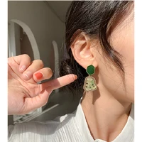 new fashion temperament girl drop earrings gift jewelry retro gold plated inlaid gravel irregular trendy earrings for women