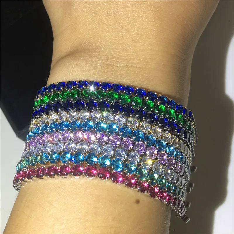 Оригинальный браслет из серебра 925 пробы с цепочкой для тенниса 8 цветов 4 мм