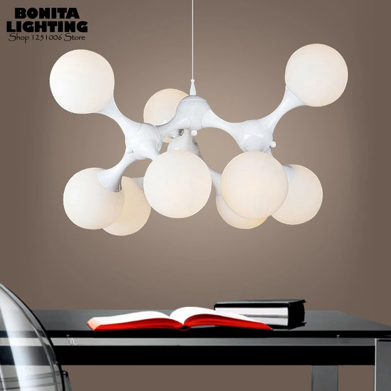 

Modern DNA Molecular pendant lights for high ceiling Milky White Glass Ball hanging lights bedroom Spider pendant lamp ceiling