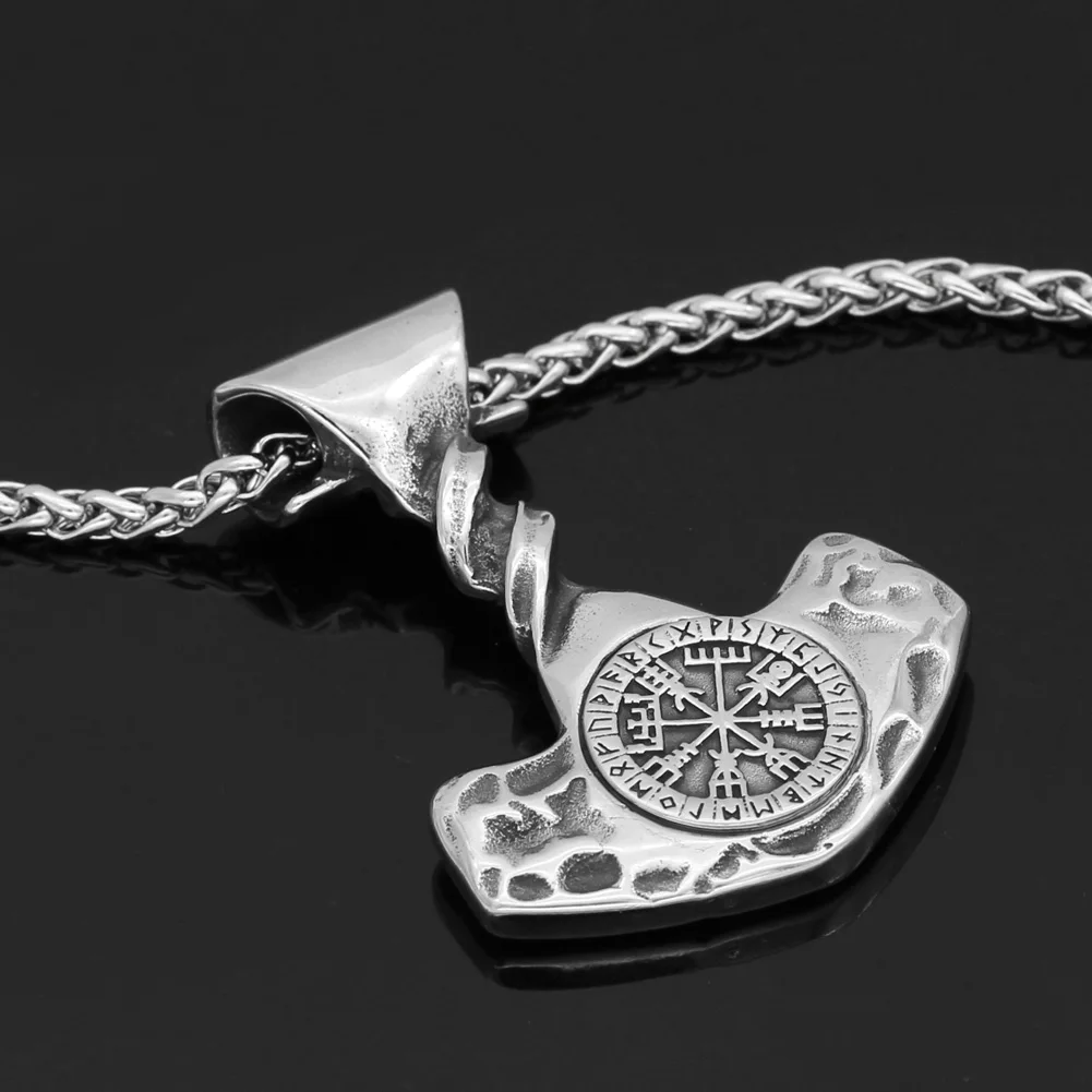 Мужское скандинавский Викинг thor hammer vegvisir Mjolnir ожерелье из нержавеющей стали с